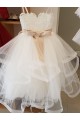 Ivoire Princesse Col Haut Tulle Dentelle Longue Robes de demoiselle d'honneur - fillette Outlet