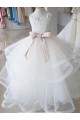 Ivoire Princesse Col Haut Tulle Dentelle Longue Robes de demoiselle d'honneur - fillette Outlet