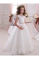 Ivoire Princesse Col Haut Tulle Dentelle Longue Robes de demoiselle d'honneur - fillette Outlet