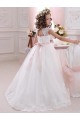 Ivoire Princesse Col Haut Tulle Dentelle Longue Robes de demoiselle d'honneur - fillette Outlet