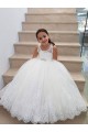 Ivoire Princesse Col Haut Tulle Dentelle Longue Robes de demoiselle d'honneur - fillette Outlet