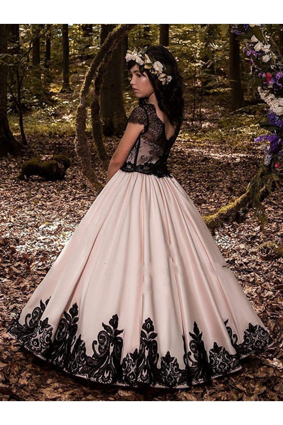 Ivoire Princesse Satiné Dentelle Longue Robes de demoiselle d'honneur - fillette Outlet