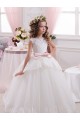 Ivoire Princesse Tulle Dentelle Longue Robes de demoiselle d'honneur - fillette Outlet