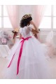 Ivoire Princesse Tulle Dentelle Longue Robes de demoiselle d'honneur - fillette Outlet