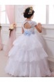 Ivoire Princesse Tulle Dentelle Longue Robes de demoiselle d'honneur - fillette Outlet