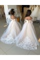 Ivoire Princesse Tulle Dentelle Longue Robes de demoiselle d'honneur - fillette Outlet