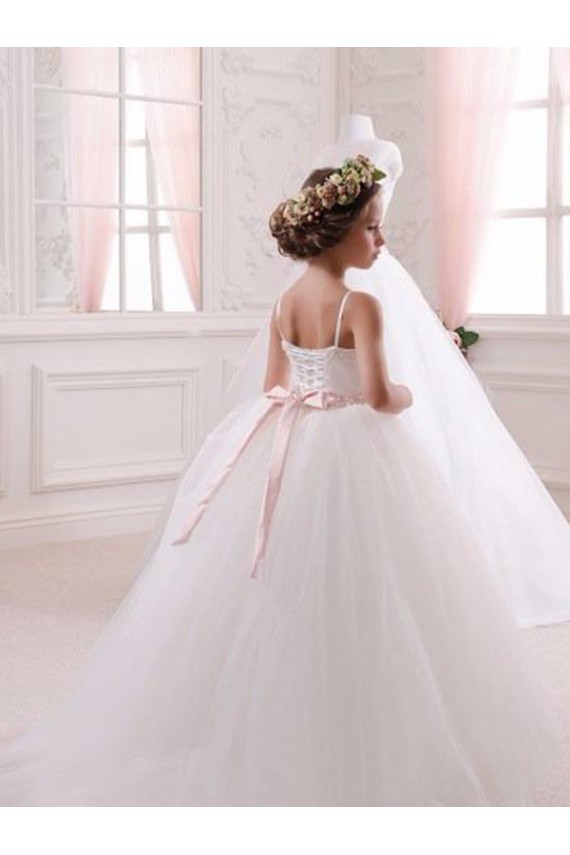 Ivoire Princesse Tulle Longue Robes de demoiselle d'honneur - fillette Outlet
