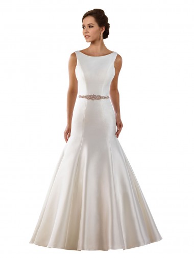 Ivoire Sirène Bateau Satiné Robes de mariée Pas Chre