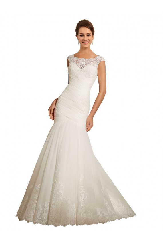 Ivoire Sirène Bateau Tulle Dentelle Robes de mariée Outlet