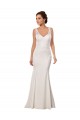 Ivoire Sirène Col V Dentelle Crêpe Stretch Robes de mariée Outlet