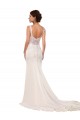 Ivoire Sirène Col V Dentelle Crêpe Stretch Robes de mariée Outlet