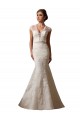 Ivoire Sirène Illusion Col V Tulle Dentelle Robes de mariée Outlet