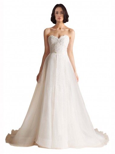 Ivoire Trapèze Balayage train Tulle Robes de mariée Pas Chre