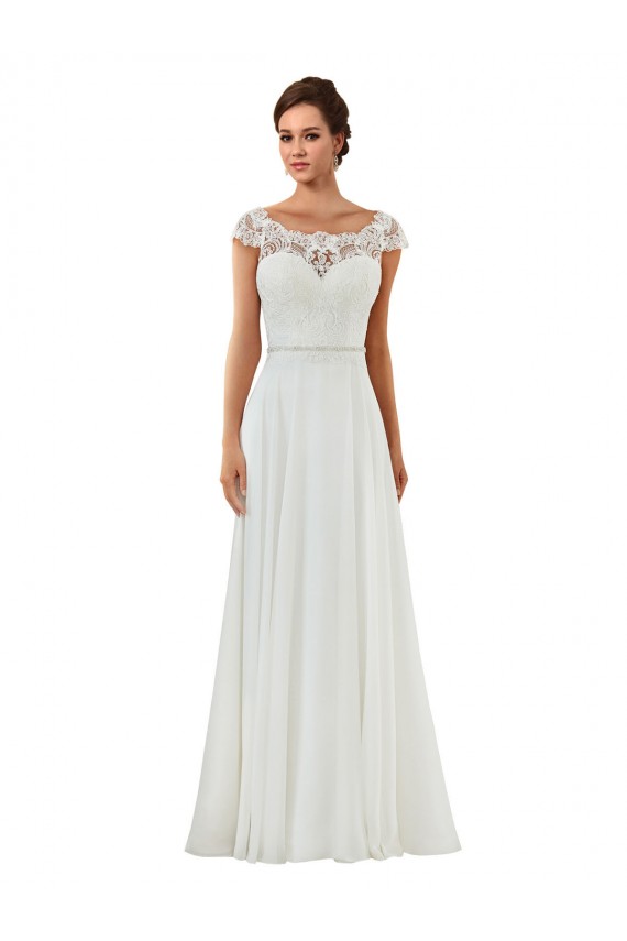 Ivoire Trapèze Bateau Mousseline Classique Robes de mariée Outlet