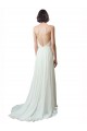 Ivoire Trapèze Bretelles spaghetti Col V Mousseline Dentelle Plage Robes de mariée Outlet