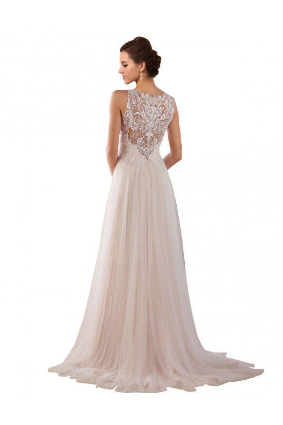 Ivoire Trapèze Col Haut Tulle Dentelle Boho Robes de mariée Outlet