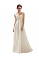 Ivoire Trapèze Col V Balayage train Mousseline Dentelle Robes de mariée Outlet
