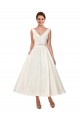 Ivoire Trapèze Col V Satiné Robes de mariée Outlet