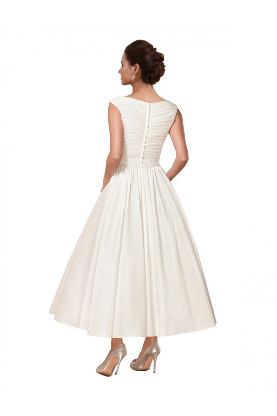 Ivoire Trapèze Col V Satiné Robes de mariée Outlet