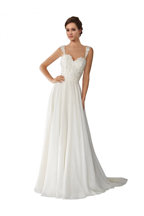 Ivoire Trapèze Mousseline Dentelle Robes de mariée Outlet
