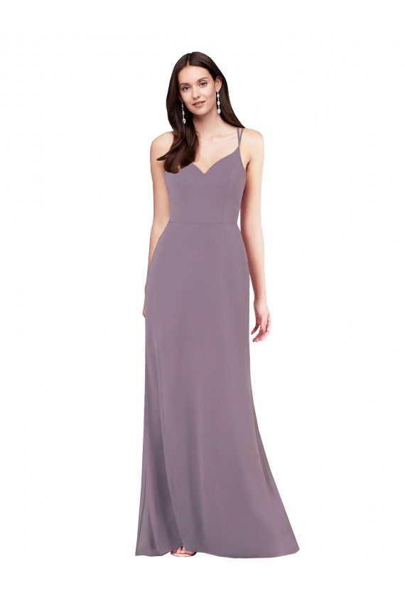 Lavande foncée Colonne Mousseline Longue Formelles Robes demoiselle d'honneur / Robes de soirée Outlet