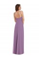 Lavande foncée Trapèze Bretelles spaghetti Mousseline Longue Robes demoiselle d'honneur Outlet