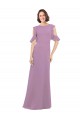 Lavande foncée Trapèze Col Haut Mousseline Longue Robes demoiselle d'honneur Outlet
