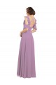 Lavande foncée Trapèze Col Haut Mousseline Longue Robes demoiselle d'honneur Outlet