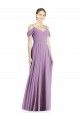 Lavande foncée Trapèze Épaule Dénudée Bretelles spaghetti Mousseline Longue Robes demoiselle d'honneur Outlet