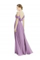 Lavande foncée Trapèze Épaule Dénudée Bretelles spaghetti Mousseline Longue Robes demoiselle d'honneur Outlet