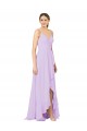 Lilas Fourreau Col V Mousseline Longue Asymétrique Robes demoiselle d'honneur Outlet