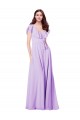 Lilas Trapèze Col V Mousseline Longue Robes demoiselle d'honneur Outlet