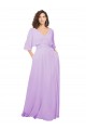Lilas Trapèze Col V Mousseline Longue Robes demoiselle d'honneur Outlet