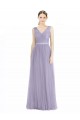 Lilas Trapèze Col V Tulle Longue Robes demoiselle d'honneur Outlet
