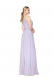 Lilas Trapèze Licou Col Haut Mousseline Longue Formelles Robes demoiselle d'honneur / Robes de soirée / Robes de bal Outlet