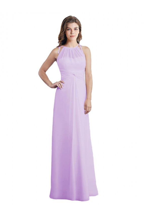 Lilas Trapèze Licou Mousseline Longue Robes demoiselle d'honneur Outlet