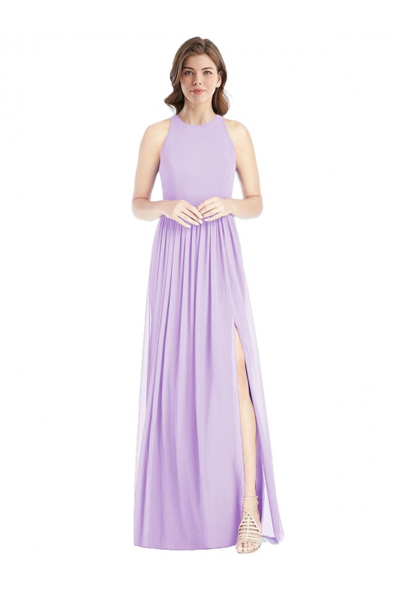 Lilas Trapèze Licou Mousseline Longue Robes demoiselle d'honneur Outlet