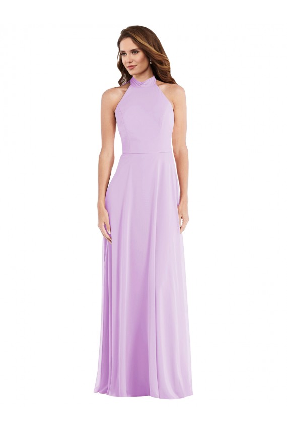 Lilas Trapèze Licou Mousseline Longue Robes demoiselle d'honneur Outlet