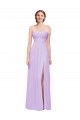 Lilas Trapèze Sans bretelle Mousseline Longue Robes demoiselle d'honneur Outlet