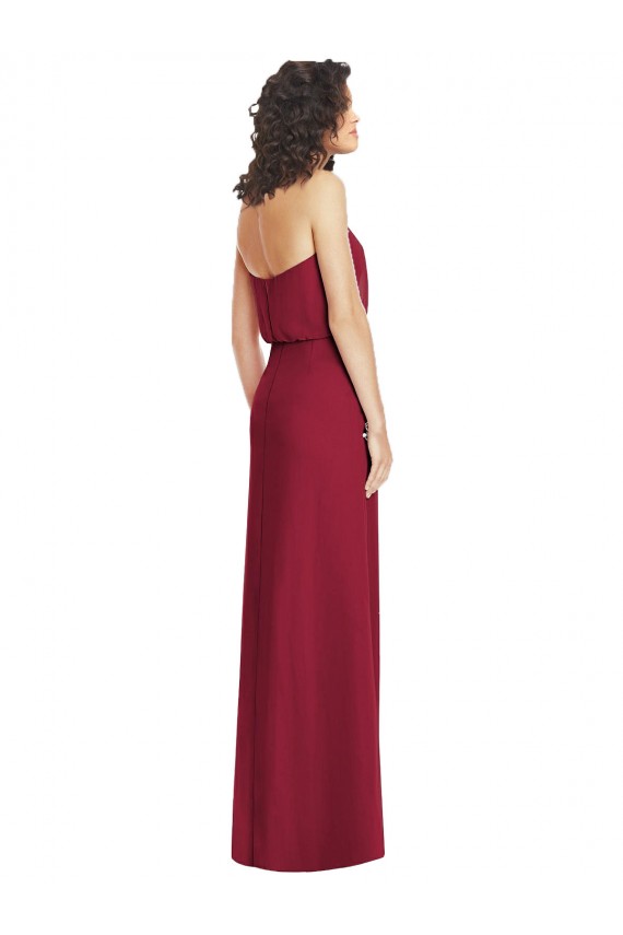 Lilas Trapèze Sans bretelle Mousseline Longue Robes demoiselle d'honneur Outlet