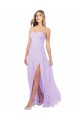 Lilas Trapèze Sans bretelle Mousseline Longue Robes demoiselle d'honneur Outlet