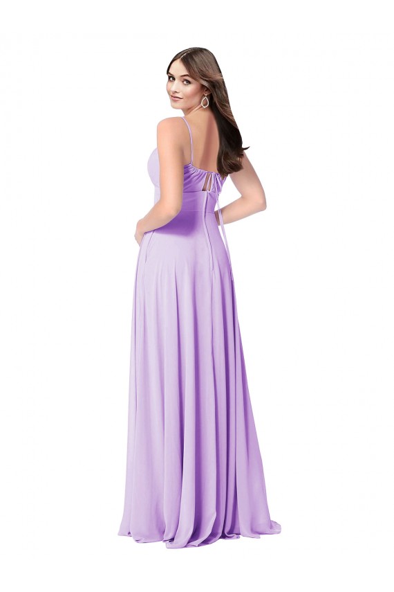 Lilas Trapèze Scoop Mousseline Longue Robes demoiselle d'honneur Outlet