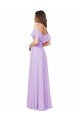 Lilas Trapèze Épaule Dénudée Sans bretelle Mousseline Longue Robes demoiselle d'honneur Outlet