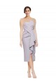Lilas arctique Fourreau Sans bretelle midi Crêpe Stretch Courte Asymétrique Robes demoiselle d'honneur / Robes de soirée / Robes de cocktail Outlet