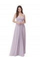 Lueur rose Trapèze Col V Mousseline Longue Robes demoiselle d'honneur Outlet