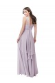 Lueur rose Trapèze Col V Mousseline Longue Robes demoiselle d'honneur Outlet