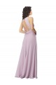 Lueur rose Trapèze Licou Col Haut Mousseline Longue Robes demoiselle d'honneur Outlet