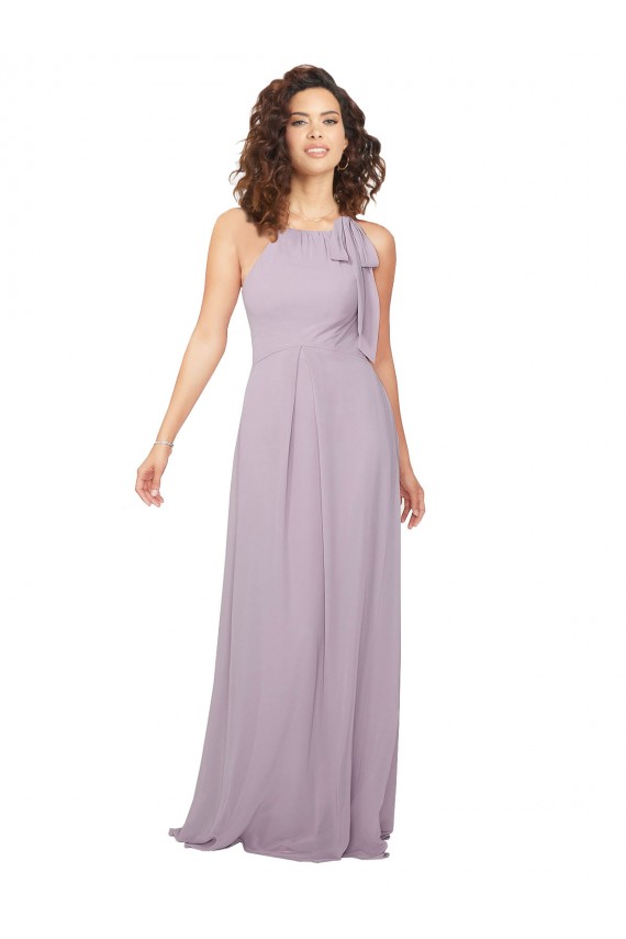 Lueur rose Trapèze Licou Mousseline Longue Robes demoiselle d'honneur Outlet