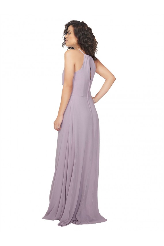 Lueur rose Trapèze Licou Mousseline Longue Robes demoiselle d'honneur Outlet