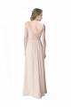 Menthe verte Trapèze Col V Mousseline Dentelle Longue Robes demoiselle d'honneur Outlet